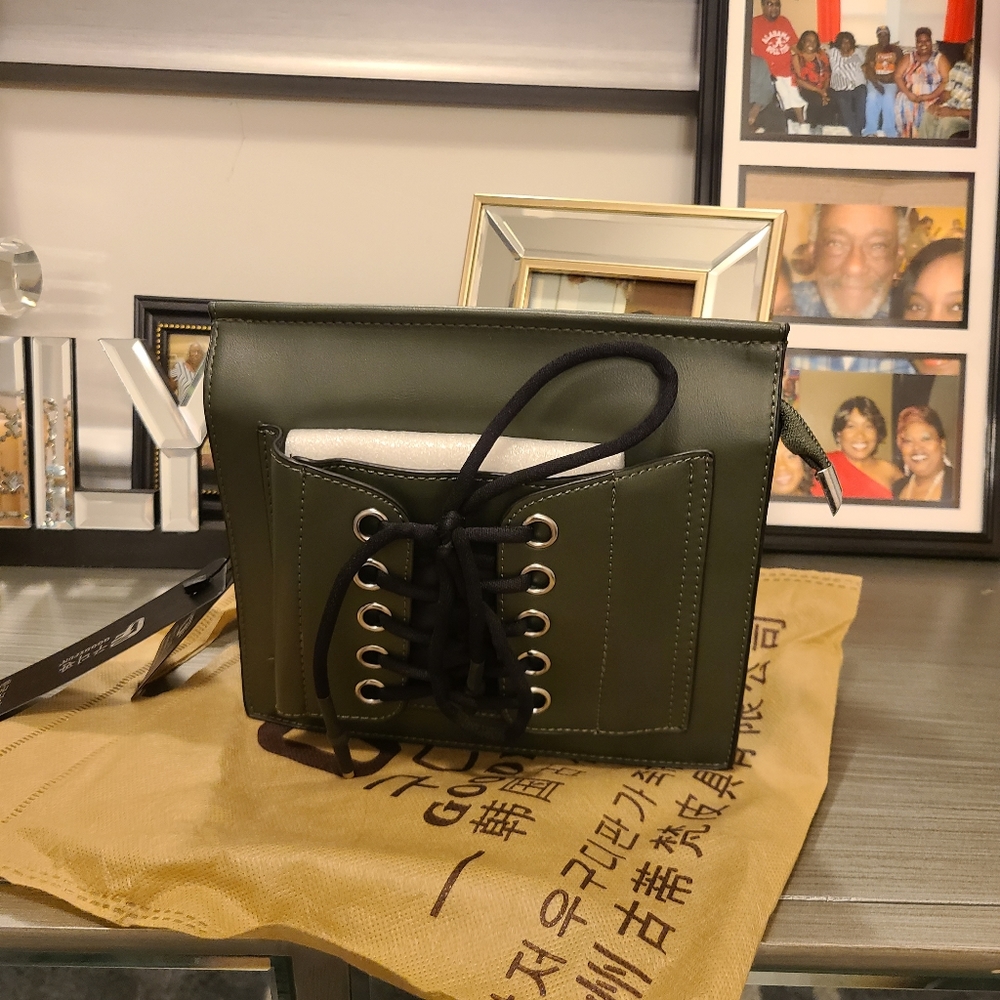 Dark Green Laced Crossbody w/ Strap
